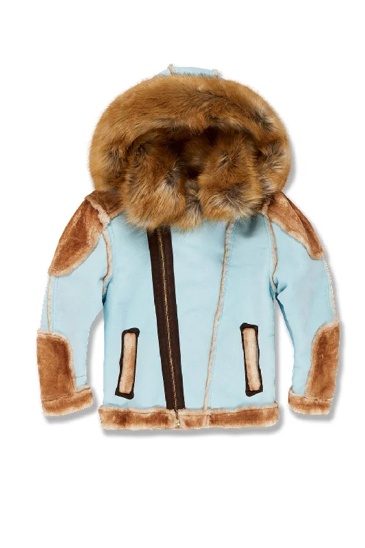 Kids El Jefe Shearling Moto Jacket (Sky) Sophisticated Men's French Sophisticated Men's French