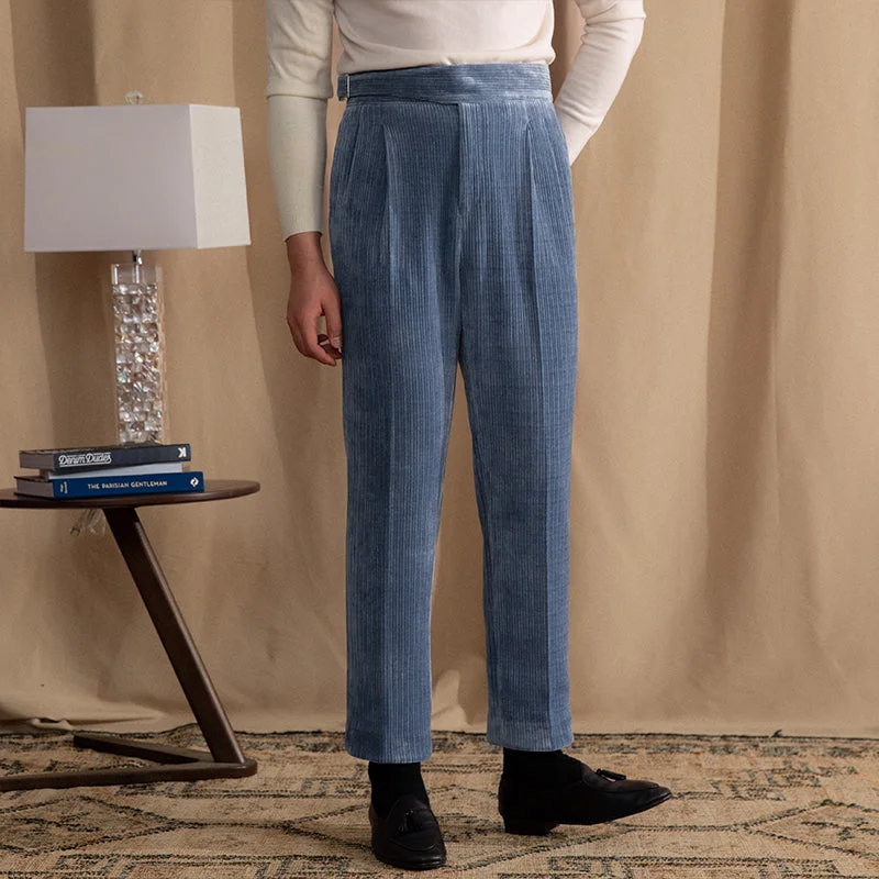 Catania Chenille Ribbed Double Pleated Gurkha Trousers Tailored Tailored