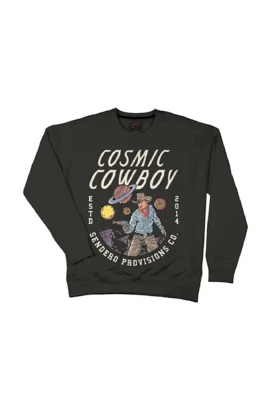 Sendero Provisions Cosmic Cowboy Sweatshirt in Charcoal Edgy Men's Punk Edgy Men's Punk