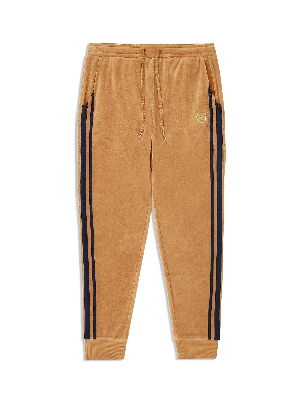 Damarindo Velour Track Pant- Almond/ Maritime Blue Stylish Men's Tropical  Stylish Men's Tropical 