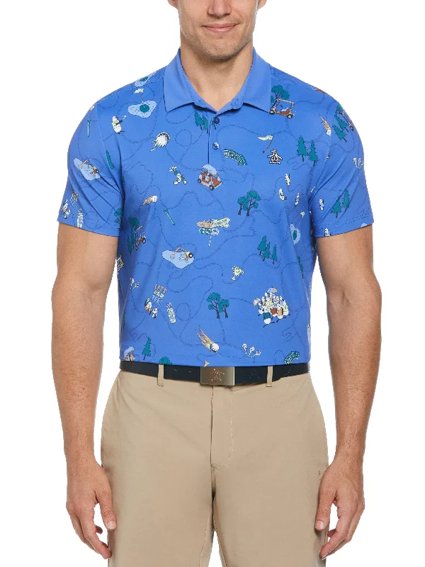 Men's Pete’s Game Print Polo Elegant Men's Formal  Elegant Men's Formal 