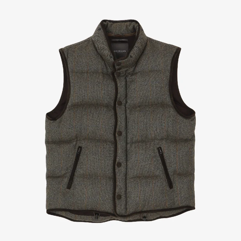 Cashmere Tweed Down Vest Elegant Men's Cashmere Elegant Men's Cashmere