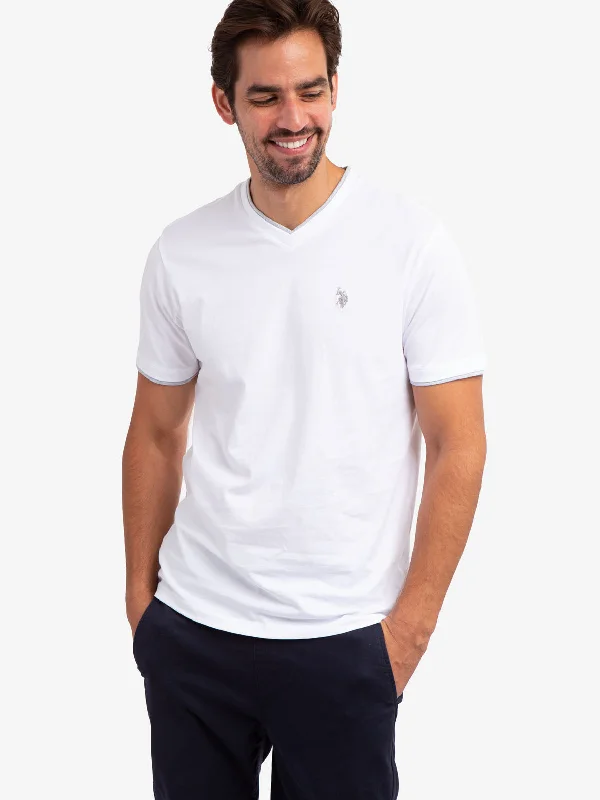 DOUBLE V-NECK T-SHIRT Elegant Men's Cashmere Elegant Men's Cashmere