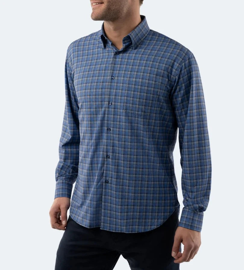 Blue, Black, & White Plaid Performance Shirt Artistic Men's Avant Artistic Men's Avant