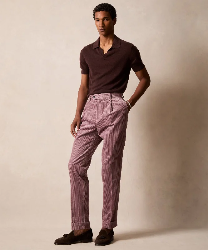 Italian Wide Wale Corduroy Madison Trouser in Mauve Masculine Men's  Masculine Men's 