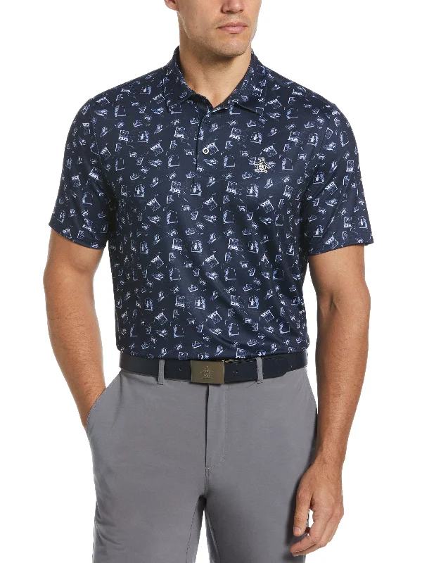 Men's Retro Arcade Print Polo Confident Men's Power Confident Men's Power