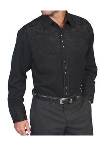 Floral Embroidered Rockabilly Shirt - Jet Black Rugged Men's Outdoor  Rugged Men's Outdoor 