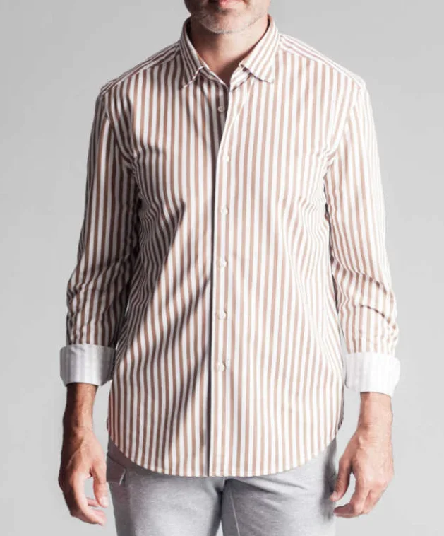 The Go Big Stripe Shirt- espresso Sophisticated Men's French Sophisticated Men's French