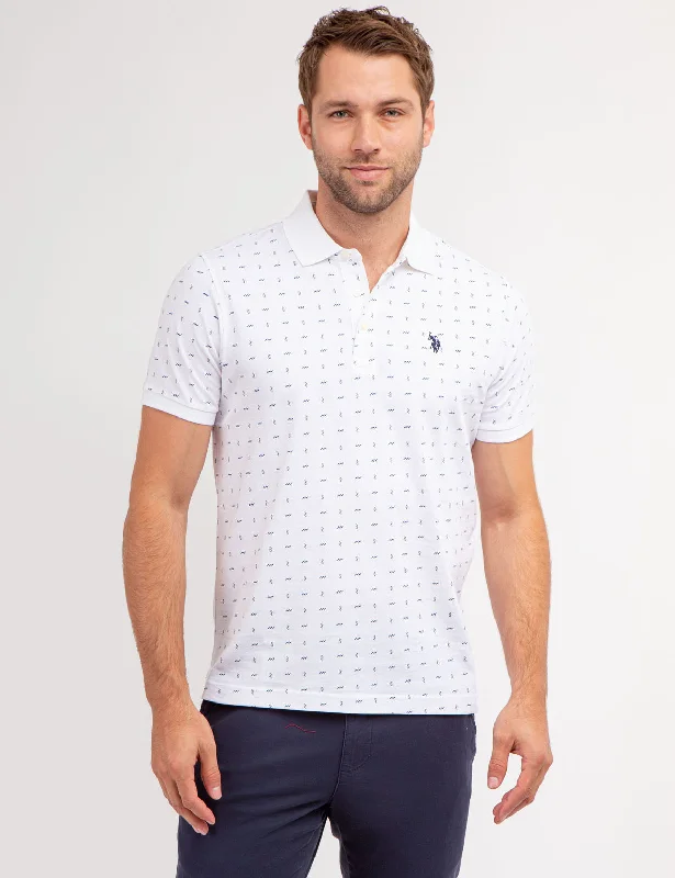 ALLOVER PRINTED JERSEY POLO SHIRT Sporty Men's Tennis Sporty Men's Tennis