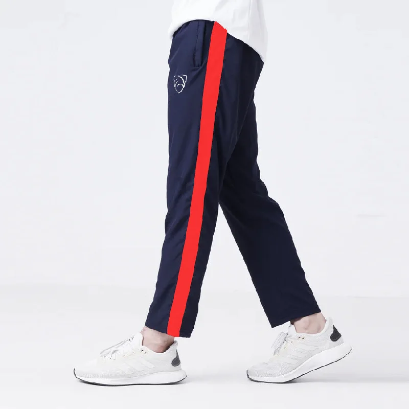 Tf-Premium Navy Micro Relaxed Fit Bottoms With Red Panel Cool Men's Distressed Cool Men's Distressed