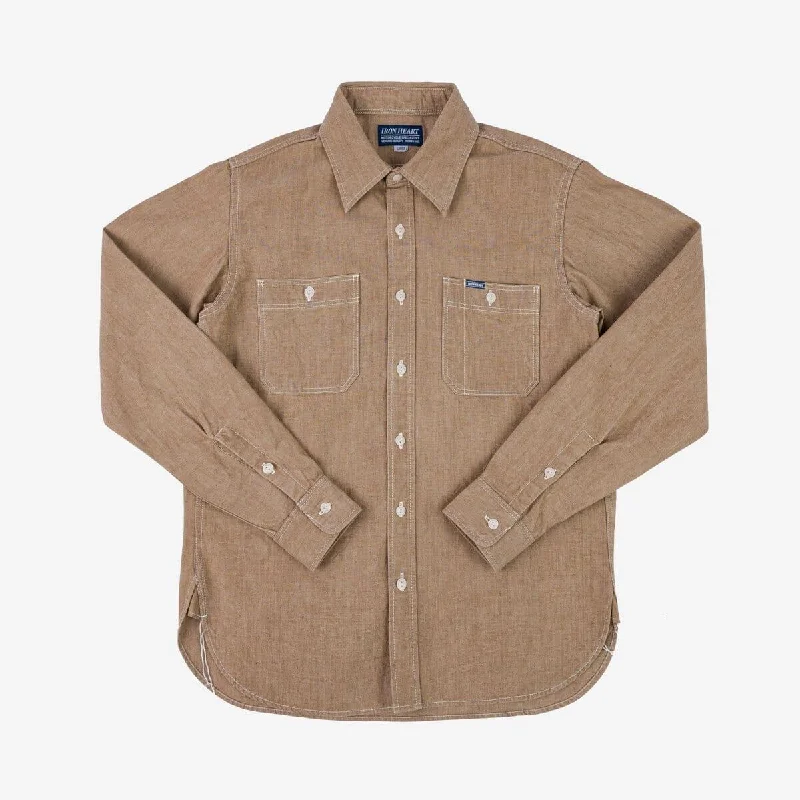 Iron Heart - IHSH-363-MOC - 10oz Organic Chambray Work Shirt - Mocha Laid Laid