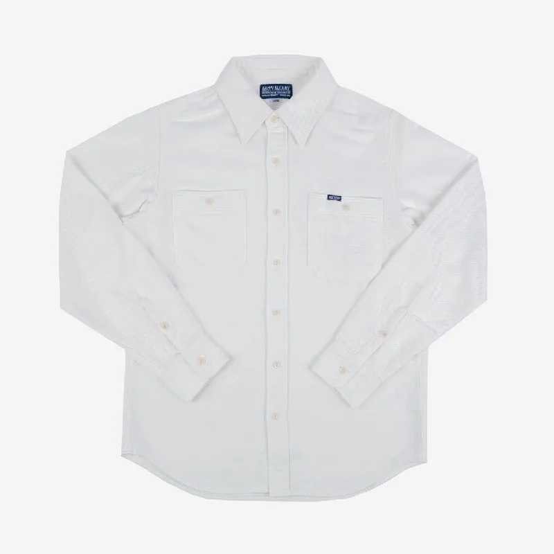 Iron Heart - IHSH-279-WHT - 7oz Soft Flannel Work Shirt - White Refined Men's Velvet Refined Men's Velvet