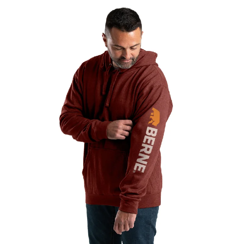 Berne Men's Signature Sleeve Hooded Pullover SP401 - Brick Red Trendy Men's Scandinavian Trendy Men's Scandinavian