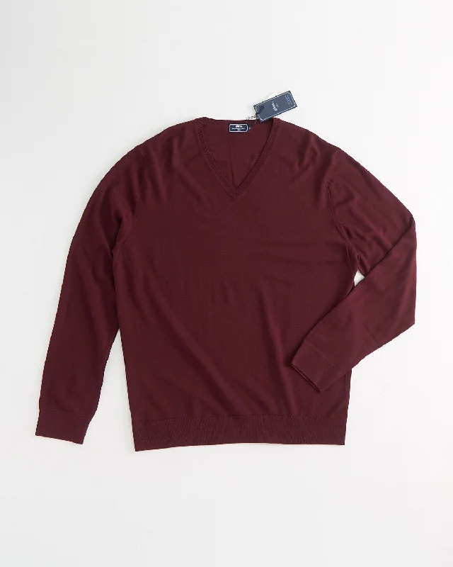 Gim Burgundy V Neck Sweater Refined Men's Velvet Refined Men's Velvet