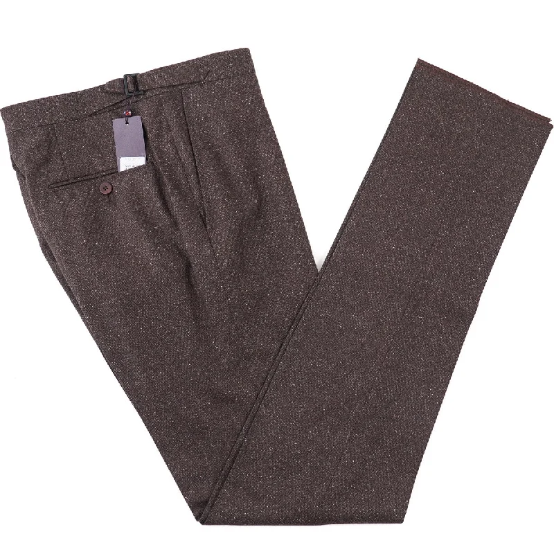 Isaia 'Sanita' Donegal Flannel Wool Pants Modern Men's Geometric Modern Men's Geometric