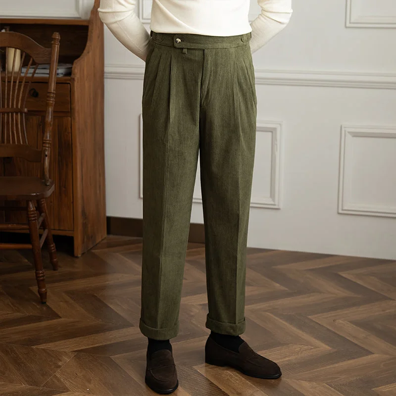 Dorchester Vintage Corduroy Double Pleated Trousers Monochromatic All Monochromatic All