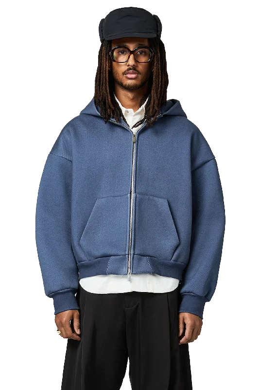 V2 Zipped Hoodie in Vintage Denim Blue Tailored Tailored