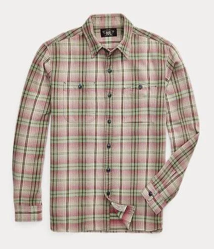 Double RL - Plaid Twill Workshirt - Sage/Pink Elegant Men's Formal  Elegant Men's Formal 