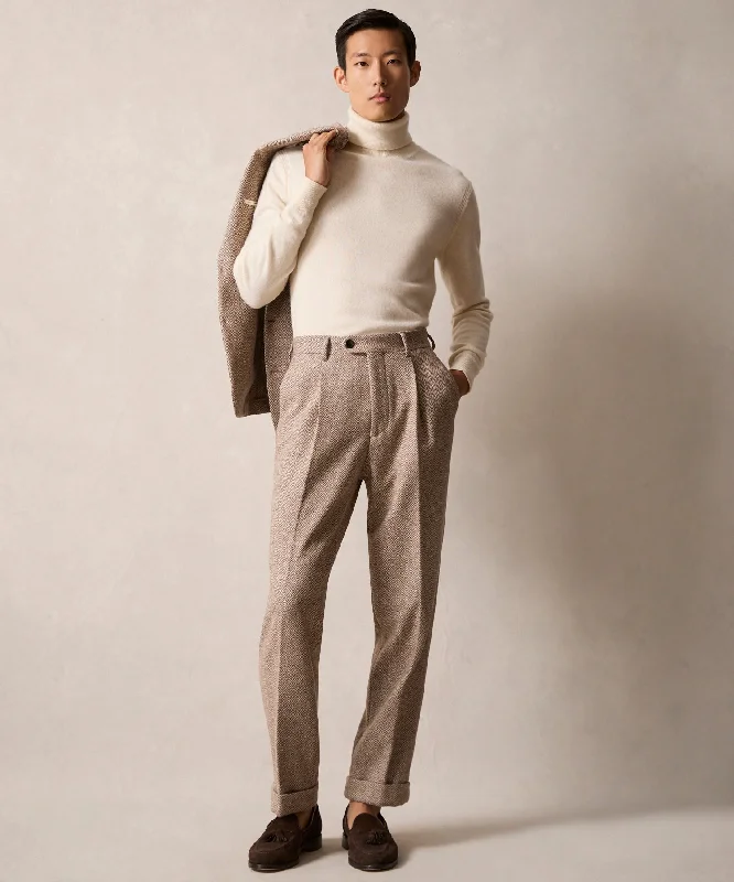 Italian Donegal Madison Trouser in Tan Herringbone Confident Men's Power Confident Men's Power