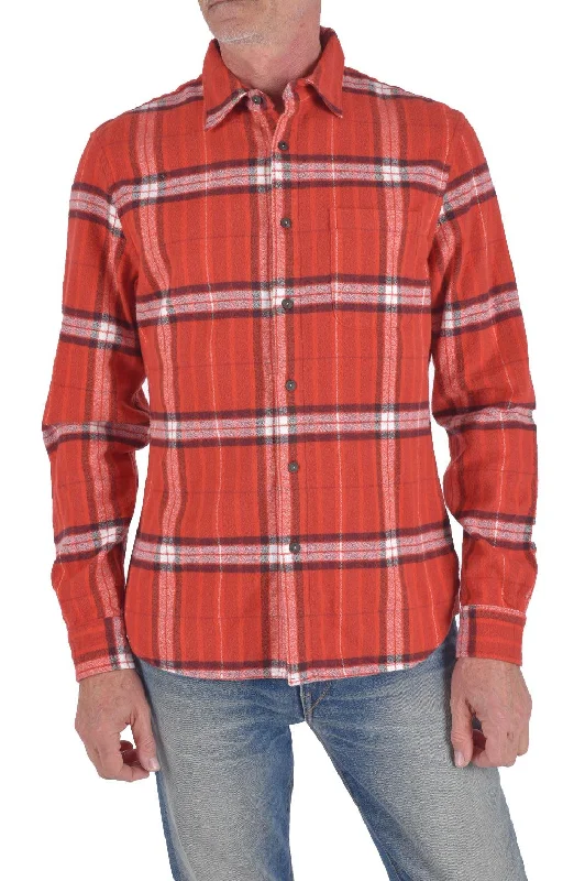 KATO "The Ripper" Organic Cotton Vintage Plaid Brushed - Red Vintage Men's 1970S Disco Vintage Men's 1970S Disco