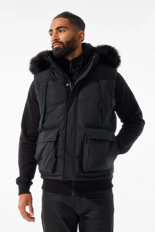 Yukon Fur Lined Puffer Vest (Black) Unique Men's Patch Unique Men's Patch