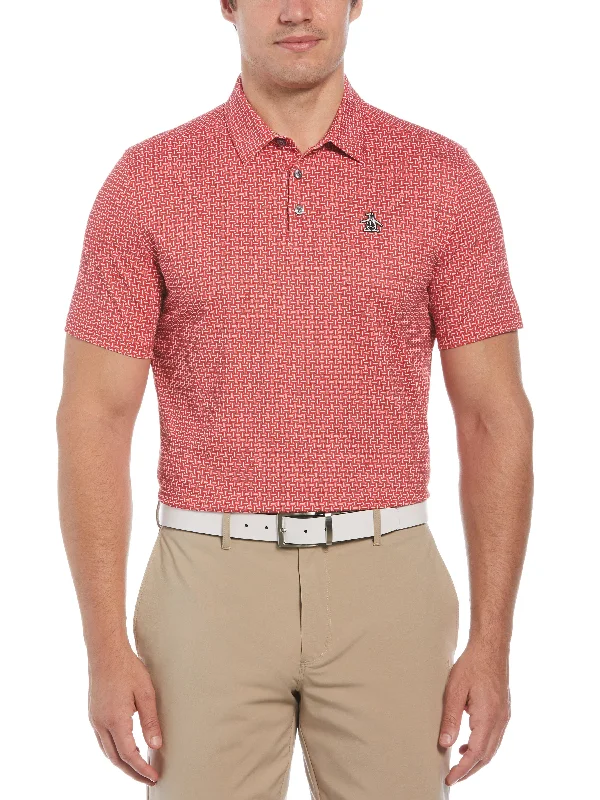 Men's Original Geometric Print Short Sleeve Golf Polo Shirt Tough Men's Military Tough Men's Military