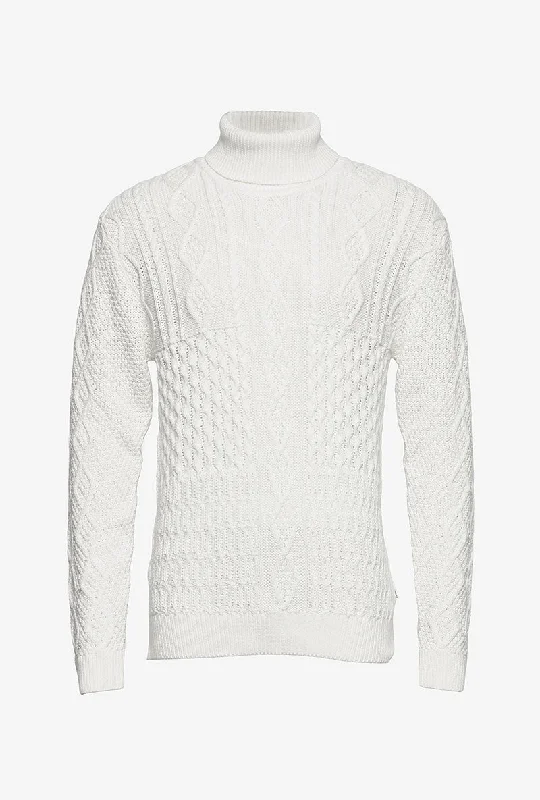 LINDBERGH PATCHWORK ROLL NECK KNIT Sleek Men's Metallic Sleek Men's Metallic