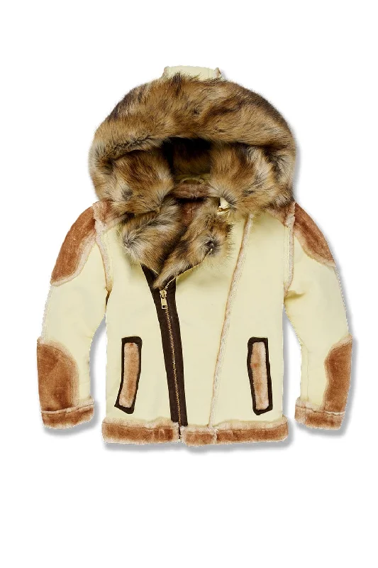 Kids El Jefe Shearling Moto Jacket (Pastel Yellow) Masculine Men's  Masculine Men's 