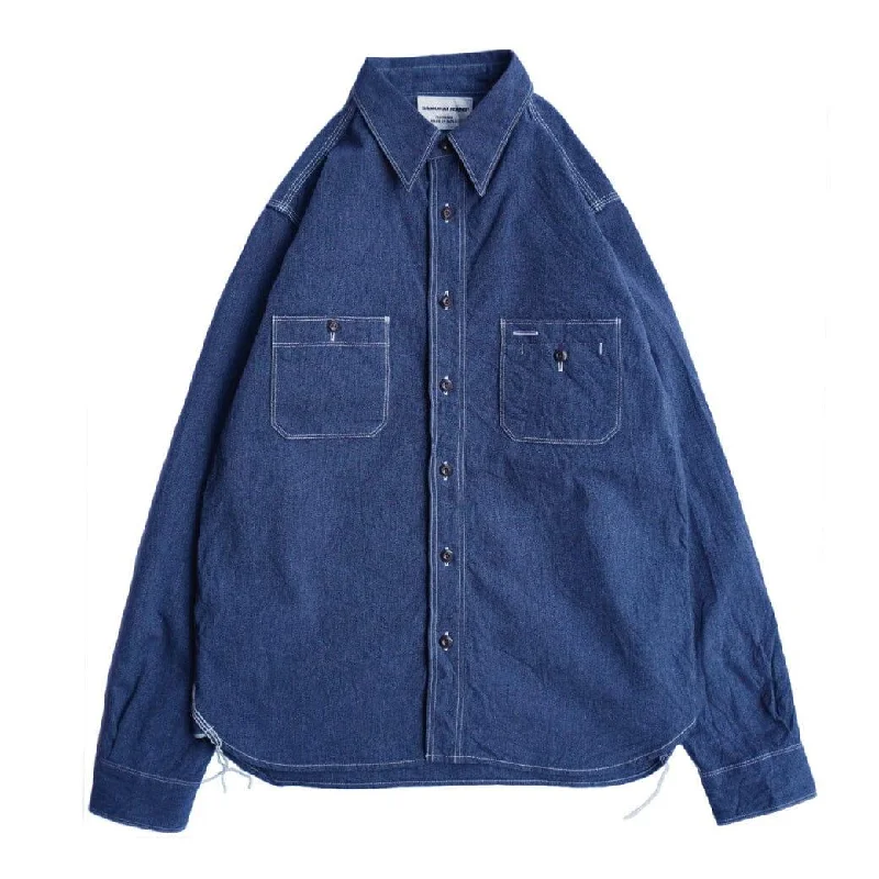 SAMURAI JEANS - Twisted Heather "Selvedge" Work Shirt (SJCBS23) - Navy Lumberjack Lumberjack