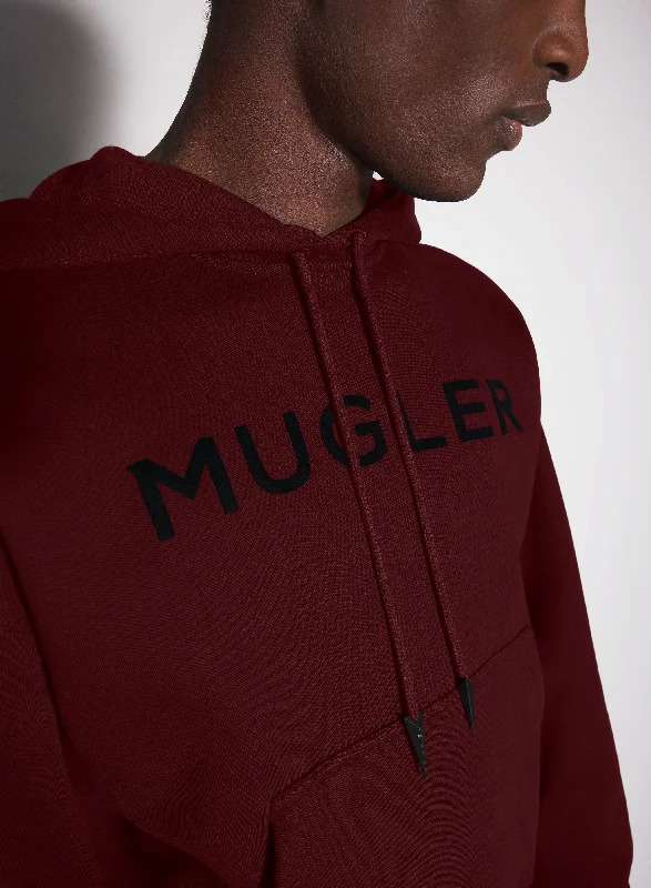 burgundy Mugler logo hoodie Masculine Men's Thick Masculine Men's Thick