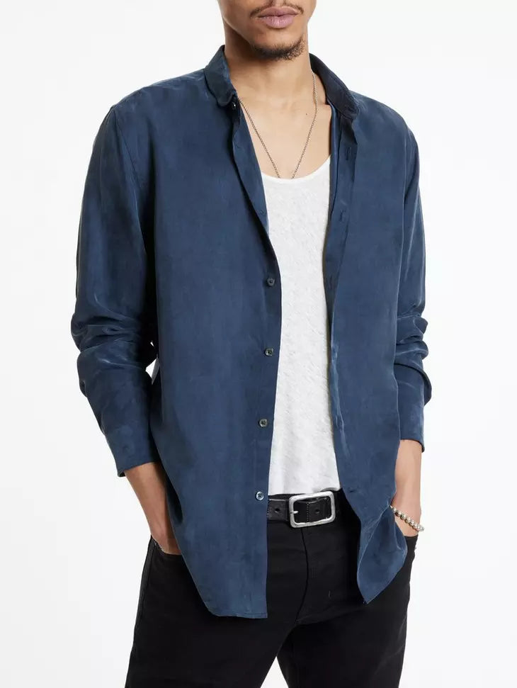 Orchard Slim Fit Shirt - Indigo Trendy Men's Oversized Trendy Men's Oversized