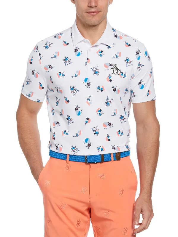 Men's Memphis Pete Print Short Sleeve Golf Polo Shirt Confident Men's High Confident Men's High