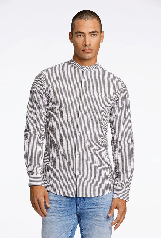 LINDBERGH SEERSUCKER MANDERIN LS SHIRT Street Street