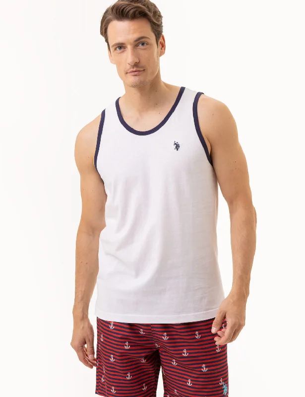 CONTRAST TRIM JERSEY MUSCLE TANK Laid Laid