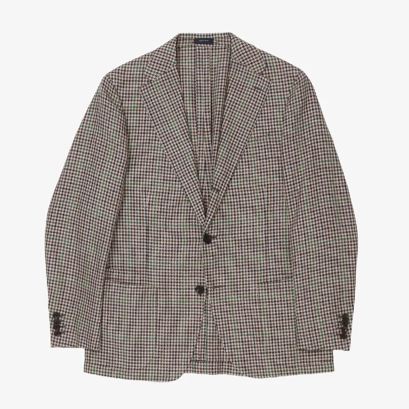 Linen Blend Check Blazer Vacation Vacation