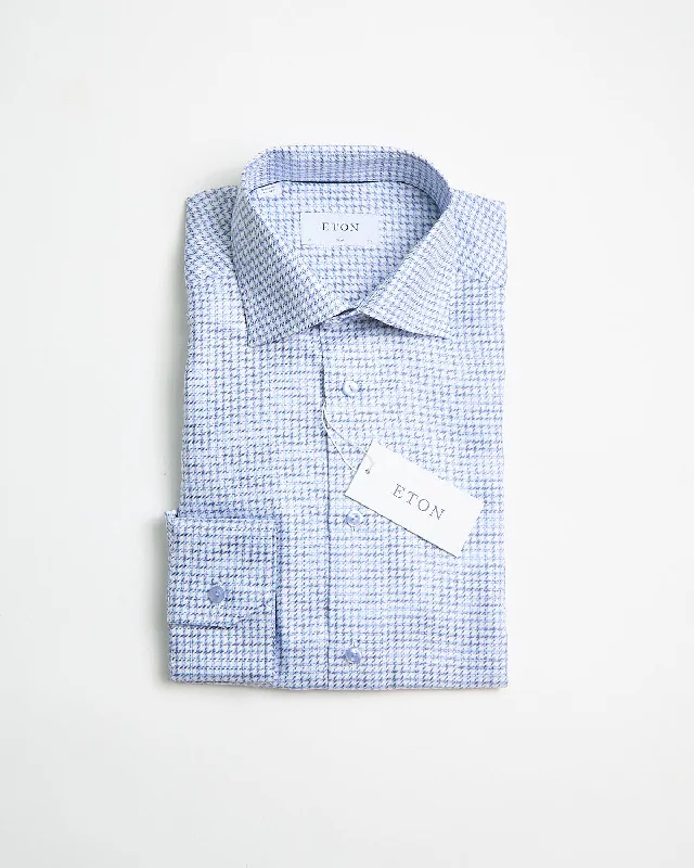 Light Blue King Twill Check Slim Shirt Beach Beach