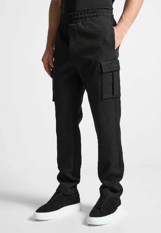 Twill Cargo Regular Fit Pants - Black Edgy Men's Punk Edgy Men's Punk