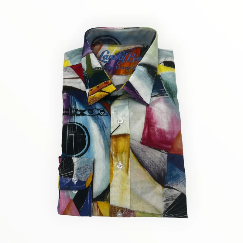 Brushstroke Guitars Sport Shirt Stylish Men's Tropical  Stylish Men's Tropical 