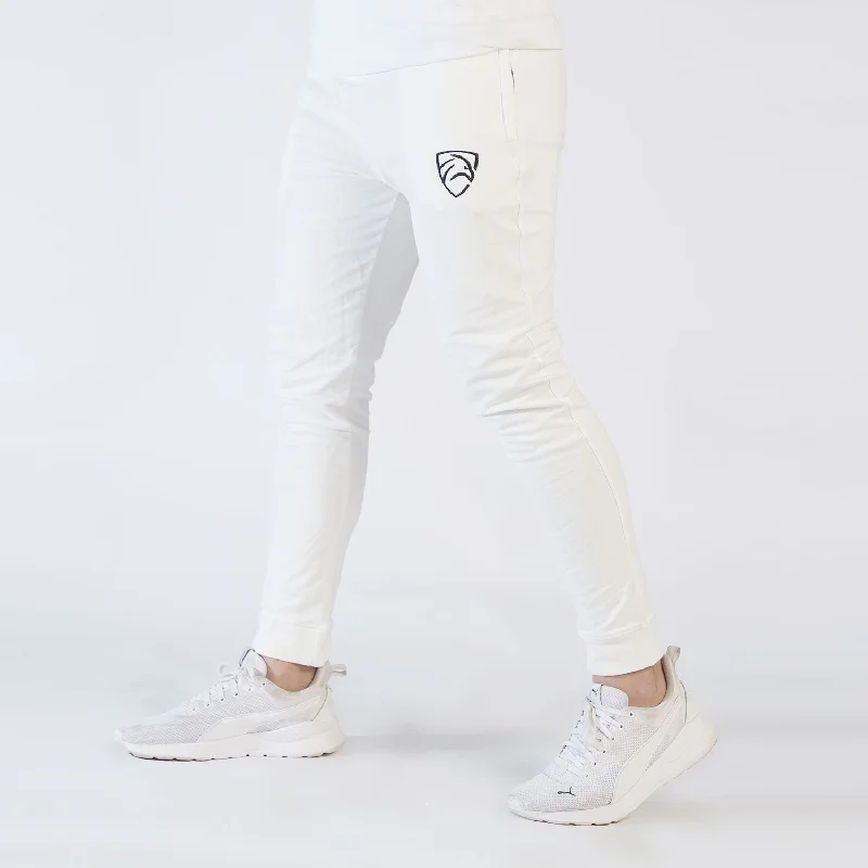 Tf-Basic White Lycra Terry Bottoms With Cuffs Monochromatic All Monochromatic All