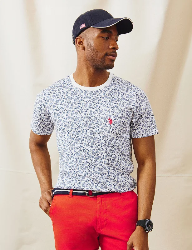 FLORAL PRINTED CREW NECK T-SHIRT WITH POCKET Tailored Tailored