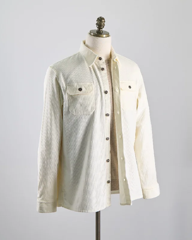 Ivory Corduroy Overshirt With Moon Badge Organic Organic