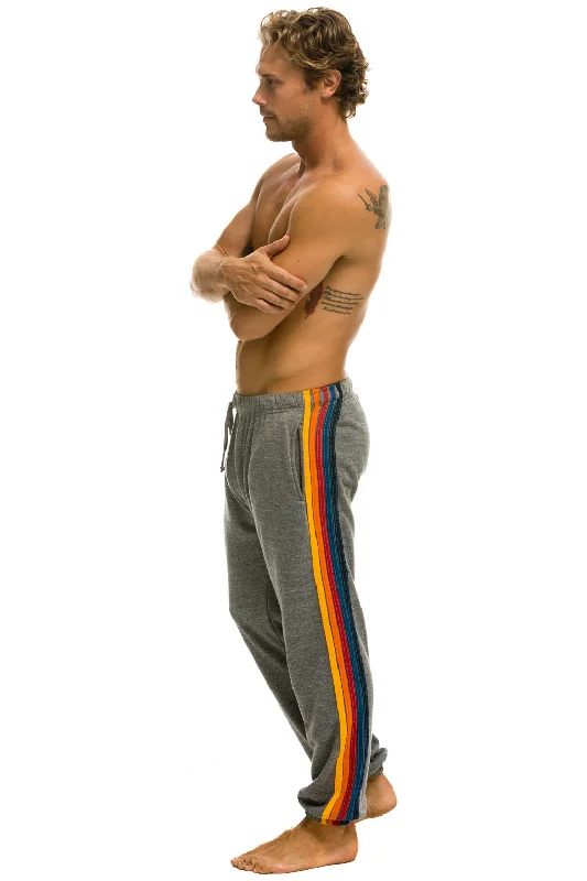 5 STRIPE SWEATPANTS - HEATHER GREY Unique Men's Patch Unique Men's Patch