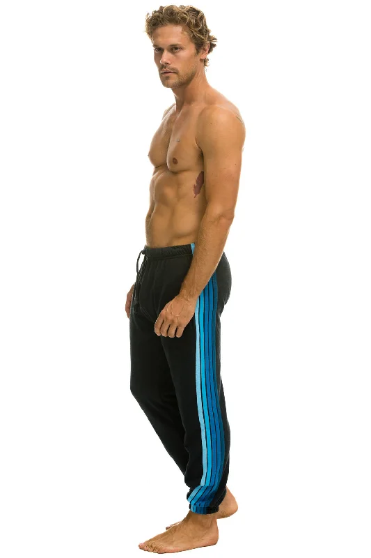 5 STRIPE SWEATPANTS - CHARCOAL // BLUE Polished Men's Satin Polished Men's Satin