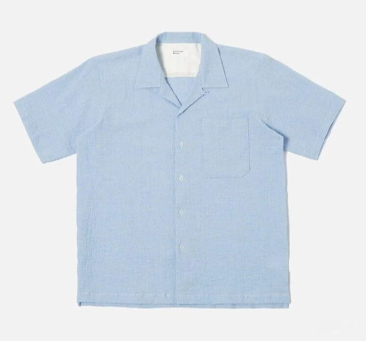 Universal Works - Camp Shirt In Sky Seersucker Traditional Men's Country Traditional Men's Country