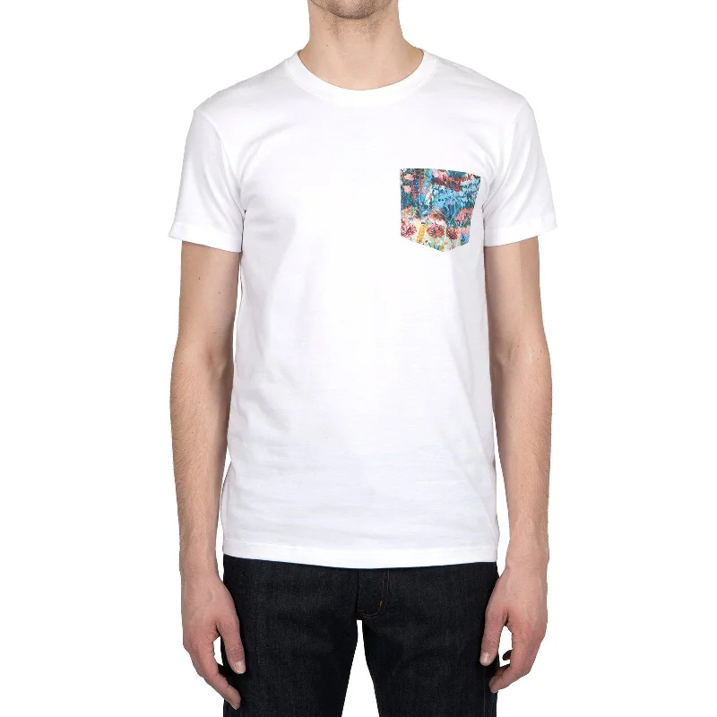 Pocket Tee (White + Flower Painting) Traditional Men's Country Traditional Men's Country