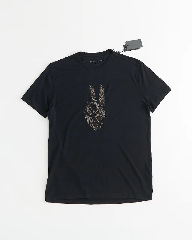 Ss Crew Tee - Peace Embroidery Stylish Men's Tropical  Stylish Men's Tropical 