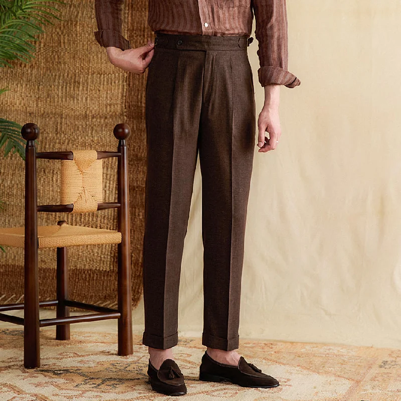 Antibes Linen Blend Pleated Straight Fit Trousers Sleek Men's Contemporary  Sleek Men's Contemporary 