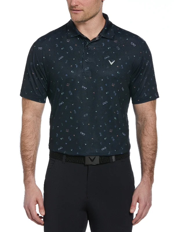 Men's All Over Golf Bag Essenials Print Polo Shirt Youthful Men's Pop Youthful Men's Pop