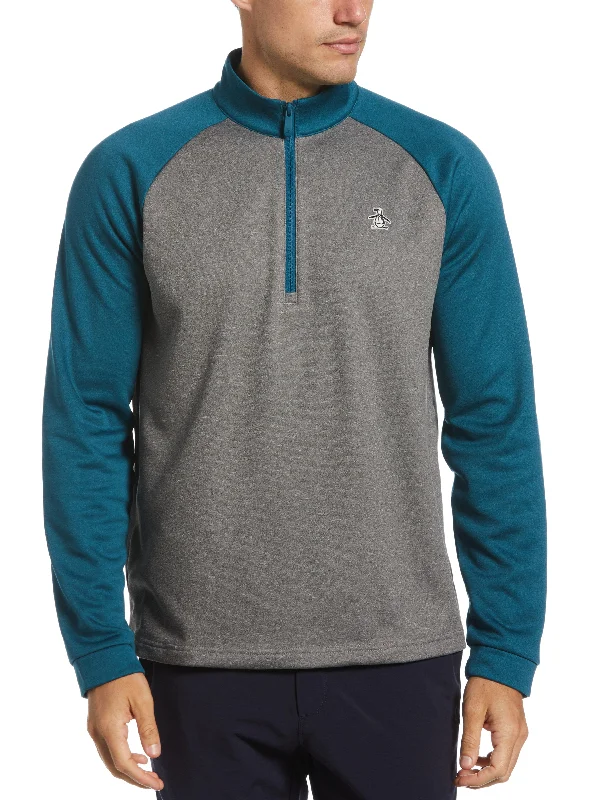 Men's 1/4 Zip Raglan Color Block Pullover Business Business