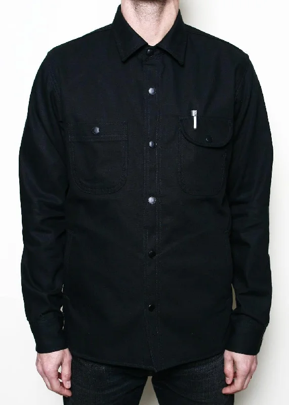 Rogue Territory - Service Shirt Black Canvas Selvedge Refined Men's Hand Refined Men's Hand